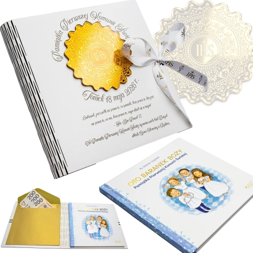 BIBLIA W PUDEŁKU Pamiątka Pierwszej Komunii Świętej PREZENT NA KOMUNIĘ 48 stron