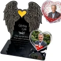 Podstawka na grób znicz pamiątka ze zdjęciem w sercu dedykacja dla Taty statuetka
