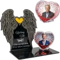 Podstawka na grób znicz pamiątka ze zdjęciem w sercu dedykacja dla Taty statuetka