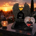 Podstawka na grób znicz pamiątka ze zdjęciem w sercu dedykacja dla Taty statuetka