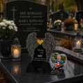 Podstawka na grób znicz pamiątka ze zdjęciem w sercu dedykacja dla Taty statuetka