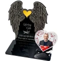 Podstawka na grób znicz pamiątka ze zdjęciem w sercu dedykacja dla Taty statuetka