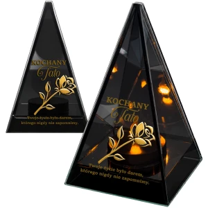 Znicz na Dzień TATY OJCA Lustrzany Lampion Solarny 3D Nadruk UV Elegancki