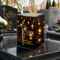 Znicz na Dzień Dziadka Lampion LED Lustrzany Nadruk UV Elegancki 3D