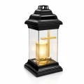 Znicz LED na Grób Kochanej Babci Lampion Krzyż Złoty Wkład LED 30 cm