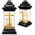 Znicz LED na Grób Kochanej Babci Lampion Krzyż Złoty Wkład LED 30 cm