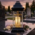 Znicz LED na Grób Kochanemu Tacie Lampion Krzyż Złoty na Dzień Ojca