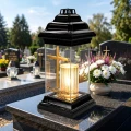 Znicz LED na Grób Kochanemu Tacie Lampion Krzyż Złoty na Dzień Ojca
