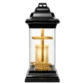 Znicz LED na Grób Kochanemu Tacie Lampion Krzyż Złoty na Dzień Ojca