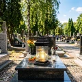 Znicz LED na Grób Kochanemu Dziadkowi Lampion Krzyż Złoty na Dzień Dziadka