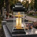 Znicz LED na Grób Kochanej Mamie Lampion Krzyż Złoty na Dzień Matki