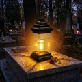Znicz LED na Grób Kochanej Mamie Lampion Krzyż Złoty na Dzień Matki