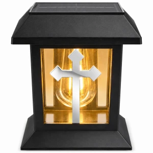 ZNICZ Solarny LED LAMPION na GRÓB STATUETKA na CMENTARZ Z KRZYŻEM NAGROBNA