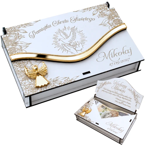 Pudełko na pieniądze Chrzest Święty pamiątka prezent personalizowany