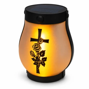 ZNICZ SOLARNY LED  LAMPION NA GRÓB STATUETKA NA CMENTARZ RÓŻA KRZYŻ NOWOSCI