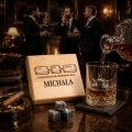 KAMIENIE DO WHISKY KAMIENNE KOSTKI GRANIT w drewnianym pudełku z grawerem