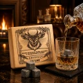 KAMIENIE DO WHISKY KAMIENNE KOSTKI GRANIT w drewnianym pudełku z grawerem