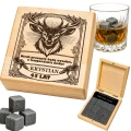 KAMIENIE DO WHISKY KAMIENNE KOSTKI GRANIT w drewnianym pudełku z grawerem