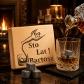 KAMIENIE DO WHISKY KAMIENNE KOSTKI GRANIT w drewnianym pudełku z grawerem