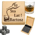 KAMIENIE DO WHISKY KAMIENNE KOSTKI GRANIT w drewnianym pudełku z grawerem