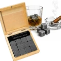KAMIENIE DO WHISKY KAMIENNE KOSTKI GRANIT w drewnianym pudełku z grawerem