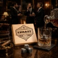 KAMIENIE DO WHISKY KAMIENNE KOSTKI GRANIT w drewnianym pudełku z grawerem