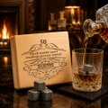 KAMIENIE DO WHISKY KAMIENNE KOSTKI GRANIT w drewnianym pudełku z grawerem