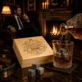 KAMIENIE DO WHISKY KAMIENNE KOSTKI GRANIT w drewnianym pudełku z grawerem