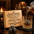 KAMIENIE DO WHISKY KAMIENNE KOSTKI GRANIT w drewnianym pudełku z grawerem