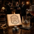 KAMIENIE DO WHISKY KAMIENNE KOSTKI GRANIT w drewnianym pudełku z grawerem