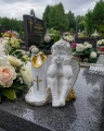 ZNICZ LAMPKA figurka nagrobna ANIOŁ OZDOBA NA GRÓB ANIOŁEK led ZŁOTY