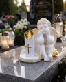 ZNICZ LAMPKA figurka nagrobna ANIOŁ OZDOBA NA GRÓB ANIOŁEK led ZŁOTY