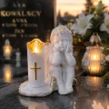 ZNICZ LAMPKA figurka nagrobna ANIOŁ OZDOBA NA GRÓB ANIOŁEK led ZŁOTY