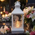 ZNICZ Kapliczka LAMPKA nagrobna  OZDOBA NA GRÓB led BIAŁY LAMPION