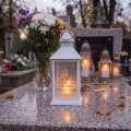 ZNICZ Kapliczka LAMPKA nagrobna  OZDOBA NA GRÓB led BIAŁY LAMPION