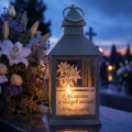 ZNICZ Kapliczka LAMPKA nagrobna  OZDOBA NA GRÓB led SZARY LAMPION