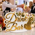 Napis DRINK BAR biało-złoty lustrzany 34x22 cm wesele ślub dekoracja STOŁU Z ALKOCHOLEM