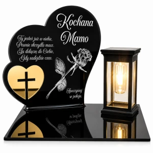 ZNICZ solarny LED DLA MAMY NA grób SERCE krzyż LAMPION dekoracja NAGROBNA