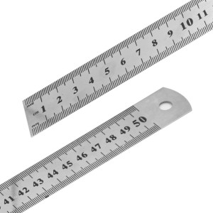 LINIJKA MIARA Metalowa DWUSTRONNA 50 CM / 20 CALI PRZYMIAR LINIOWY Stalowy