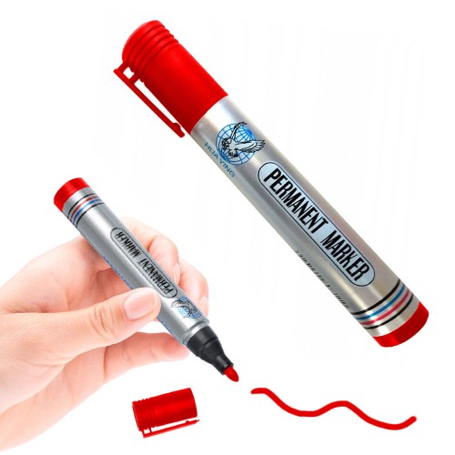 CZERWONY MARKER PERMANENTNY MAZAK WODOODPORNY-16050