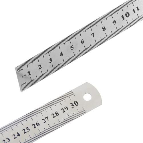 LINIJKA MIARA METALOWA DWUSTRONNA 30 CM / 12 CALI-16870
