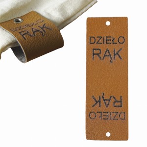 10X HANDMADE SKÓRZANE NASZYWKI METKI RĘKODZIEŁO Ekoskóra NADRUK