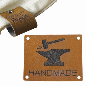 10X HANDMADE SKÓRZANE NASZYWKI METKI RĘKODZIEŁO