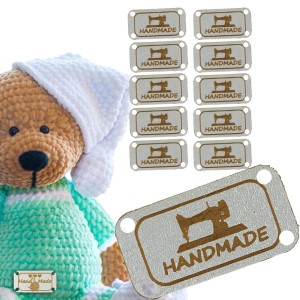 10X HANDMADE SKÓRZANE NASZYWKI METKI RĘKODZIEŁO