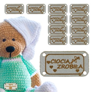 10X HANDMADE SKÓRZANE NASZYWKI METKI RĘKODZIEŁO