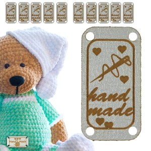 10X HANDMADE SKÓRZANE NASZYWKI METKI RĘKODZIEŁO
