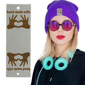 10X HANDMADE SKÓRZANE NASZYWKI METKI RĘKODZIEŁO