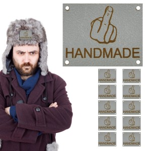 10X HANDMADE SKÓRZANE NASZYWKI METKI RĘKODZIEŁO