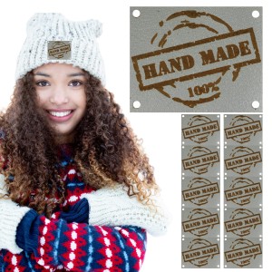 10X HANDMADE SKÓRZANE NASZYWKI METKI RĘKODZIEŁO
