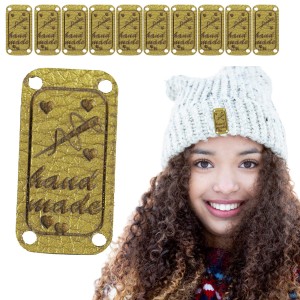 10X HANDMADE SKÓRZANE NASZYWKI METKI RĘKODZIEŁO